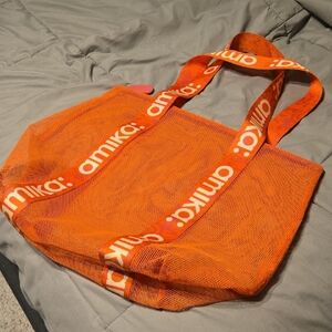Amika Vibrant Orange Mesh Tote